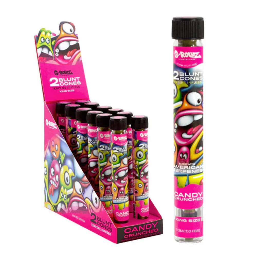 G-Rollz Candy Crunched Terpene infused Pre-Rolled Hemp Cone Blunts - (Pack of 12)